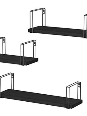 New Black Floating Shelves Wall Mount Set of 3, Hanging Wall Shelves